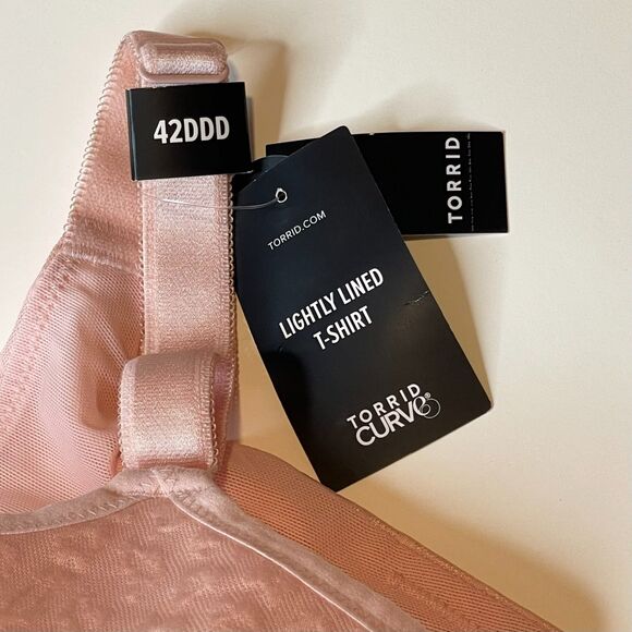 Torrid Pink Bra Simply Spacer T-Shirt Back Smoothing 42DDD Underwire NWT - Picture 8 of 10